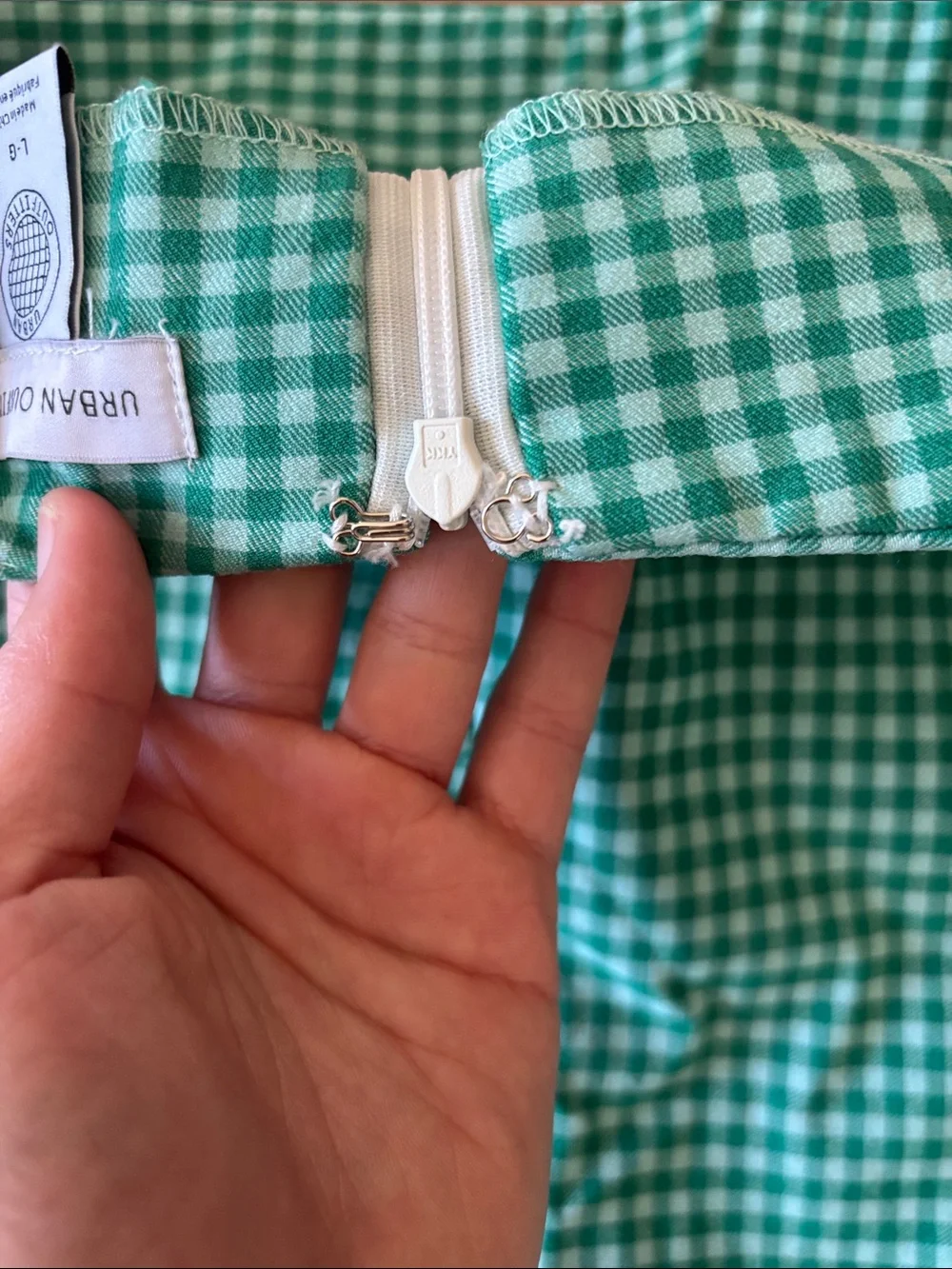Urban Outfitters Teal Light Blue Gingham Mini Skirt